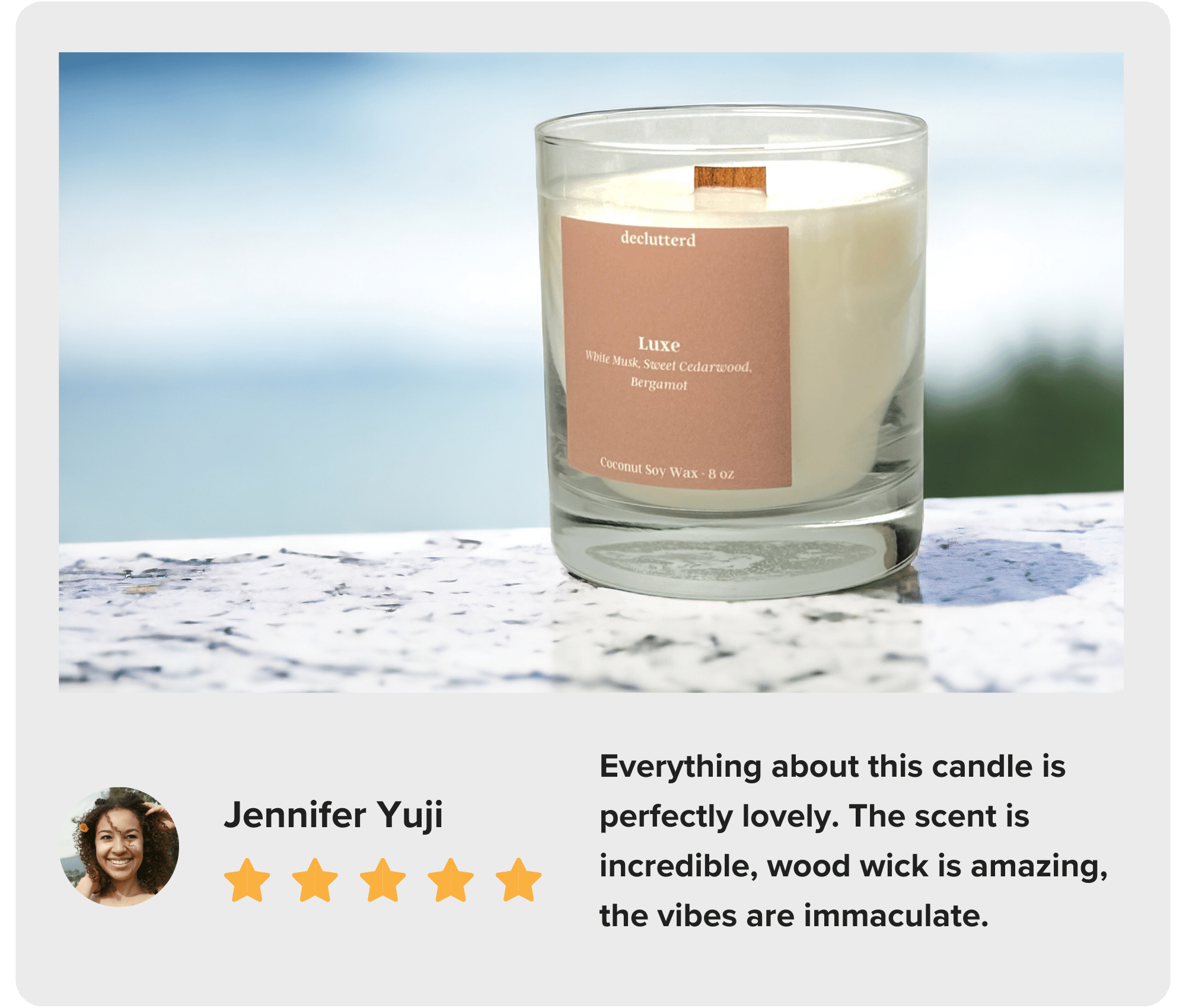 Flowers by the Sea Wood Wick Candle, Lifestyle Shot