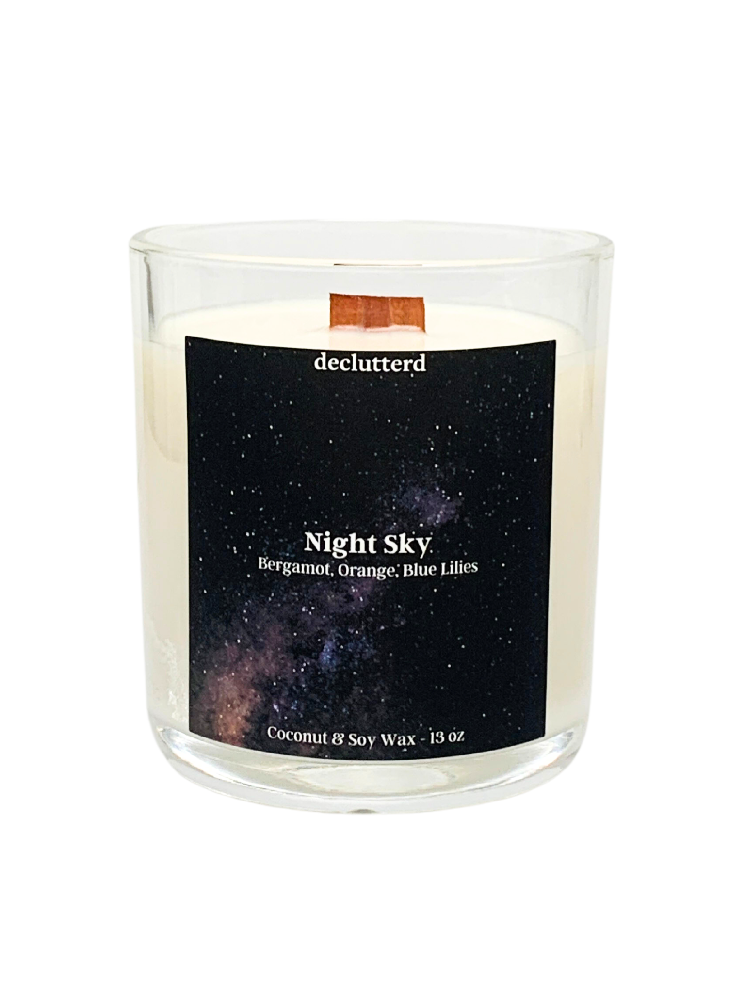 Night Sky Wood Wick Candle, Front Side