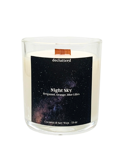 Night Sky Wood Wick Candle, Front Side
