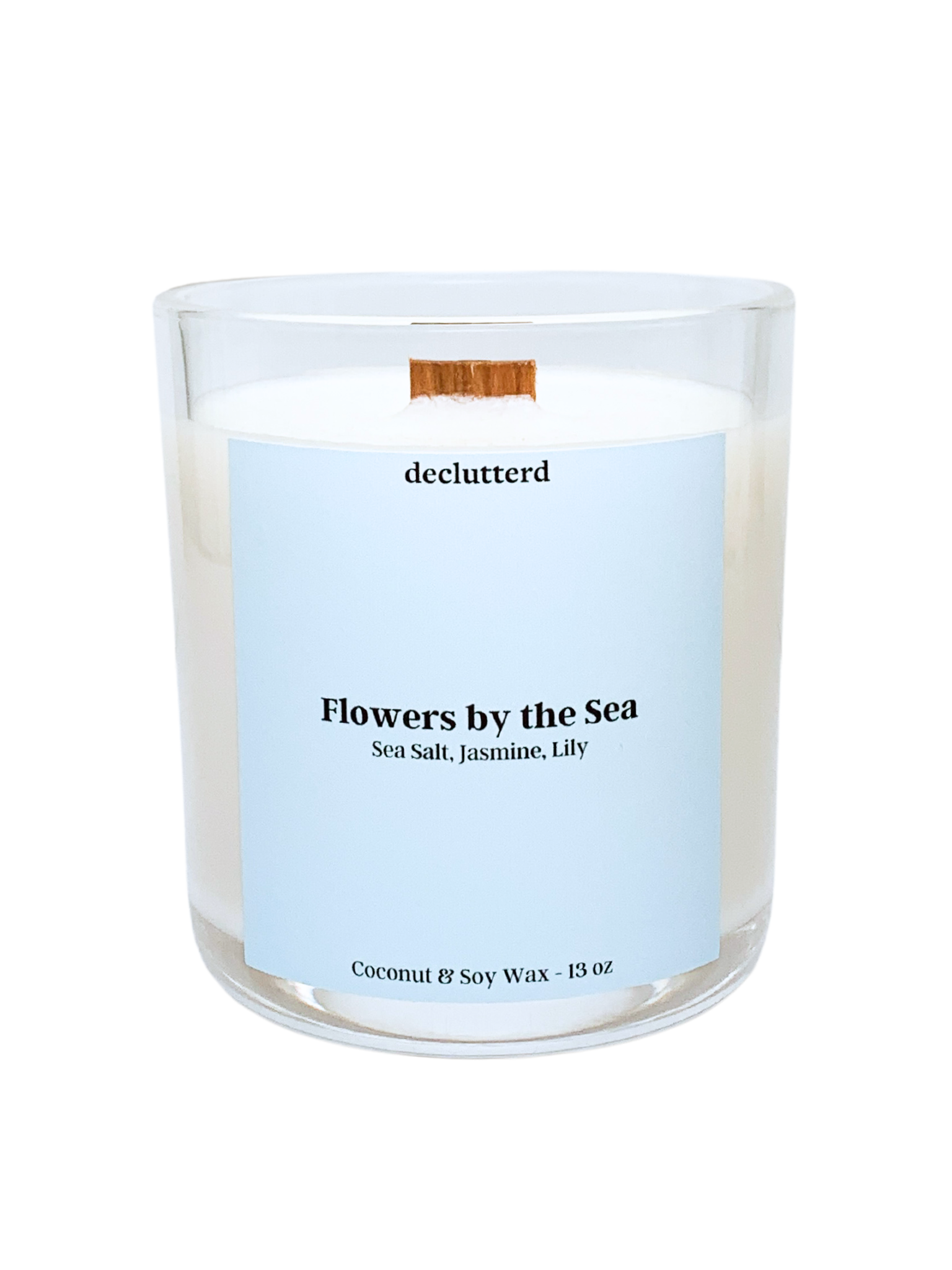 Flowers by the Sea Wood Wick Candle, Front Side