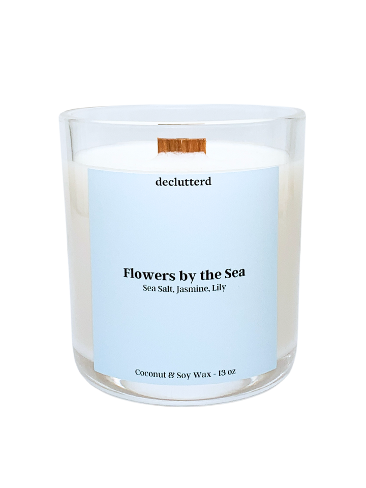Flowers by the Sea Wood Wick Candle, Front Side