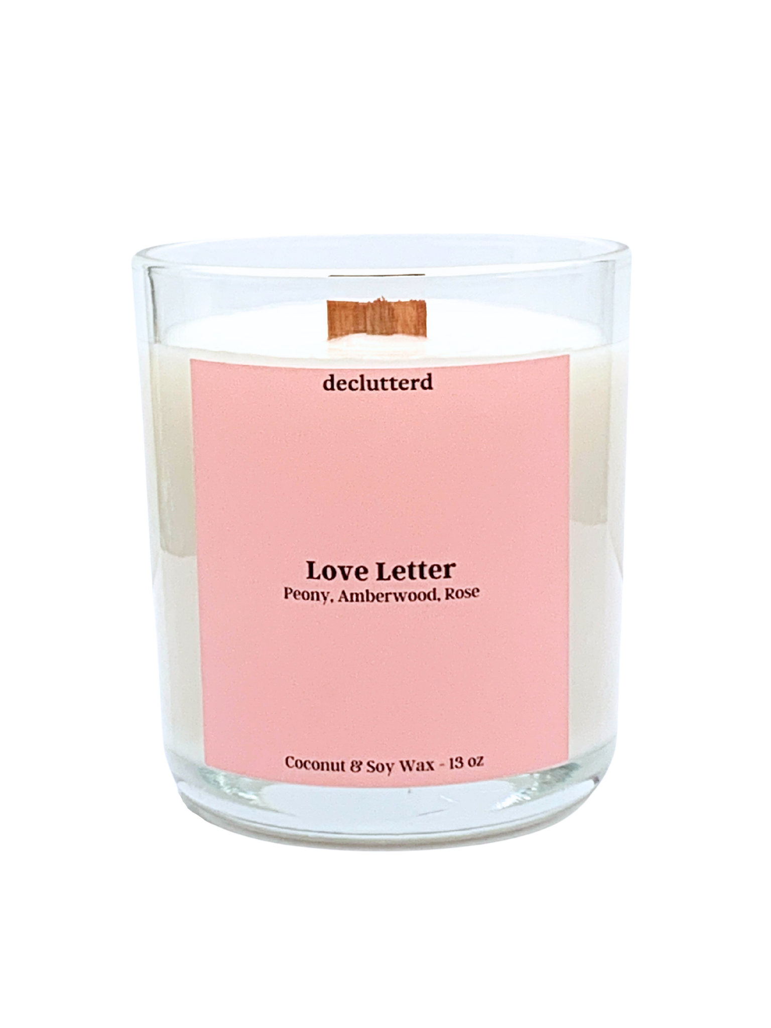 Love Letter Wood Wick Candle, Front Side