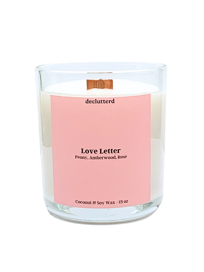 Love Letter Wood Wick Candle, Front Side