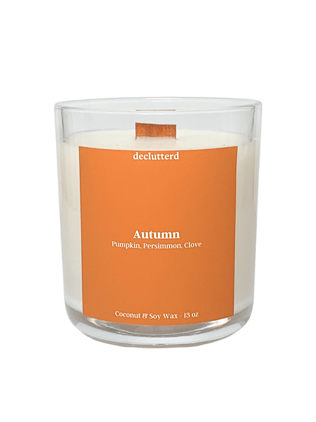 autumn wood wick candle, front
