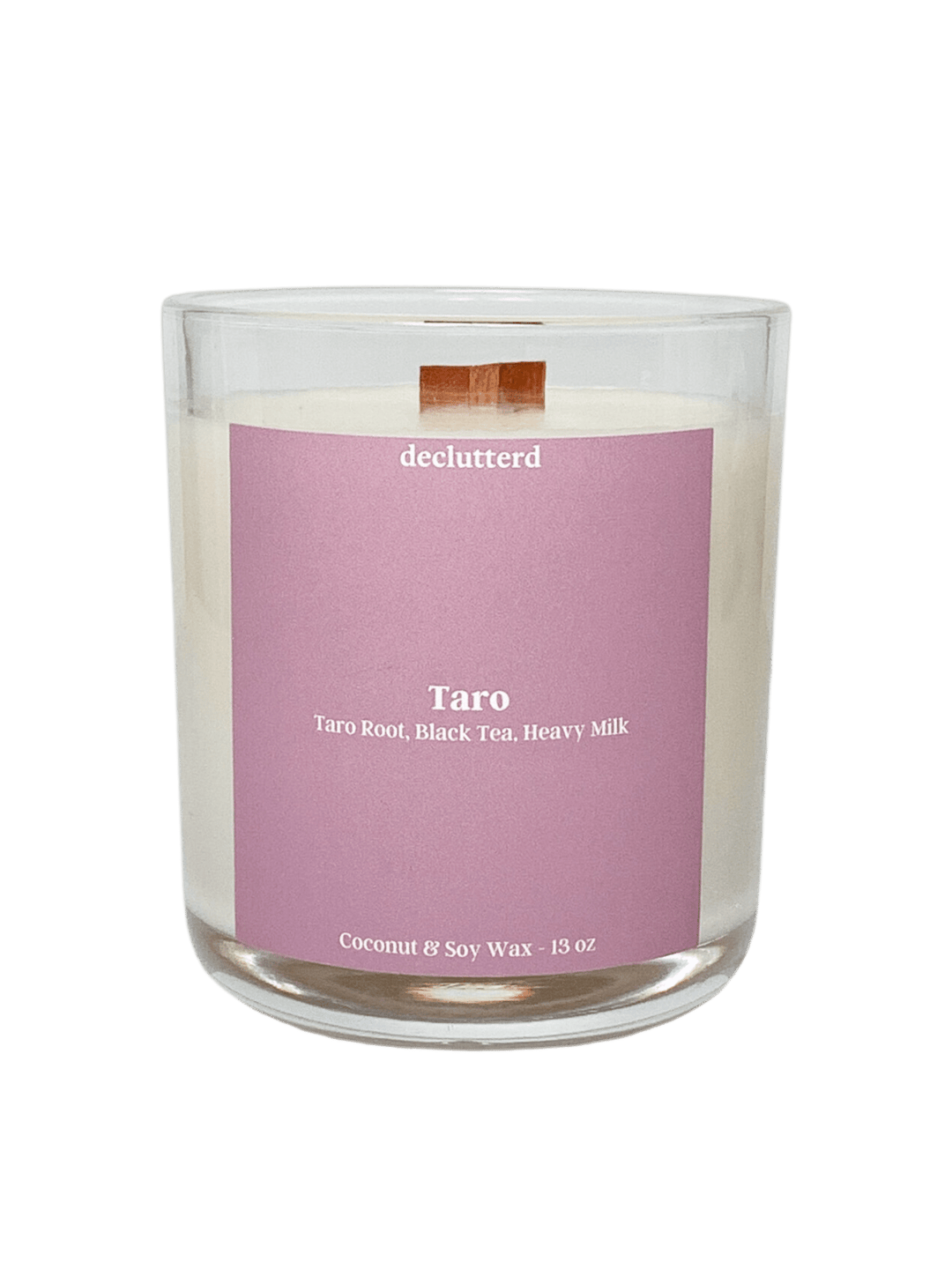 Taro Wood Wick Candle, Front