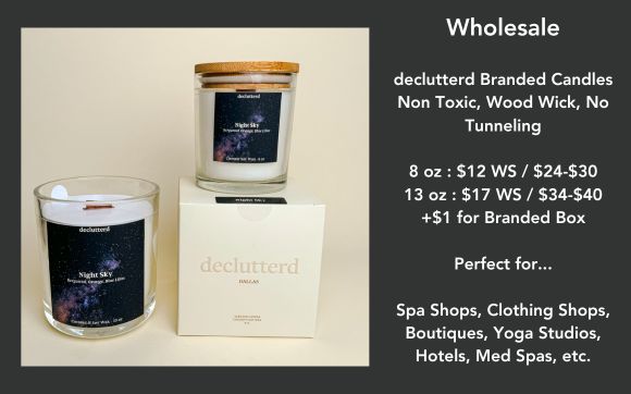 declutterd Candles Wholesale Bulk Wood Wick 8 oz. Wholesale, Events, Galas, etc.