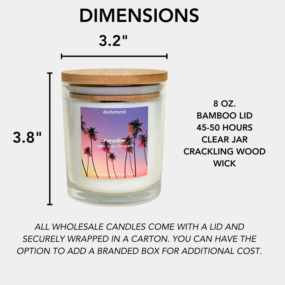 declutterd Candles Wholesale Bulk Wood Wick 8 oz. Wholesale, Events, Galas, etc.