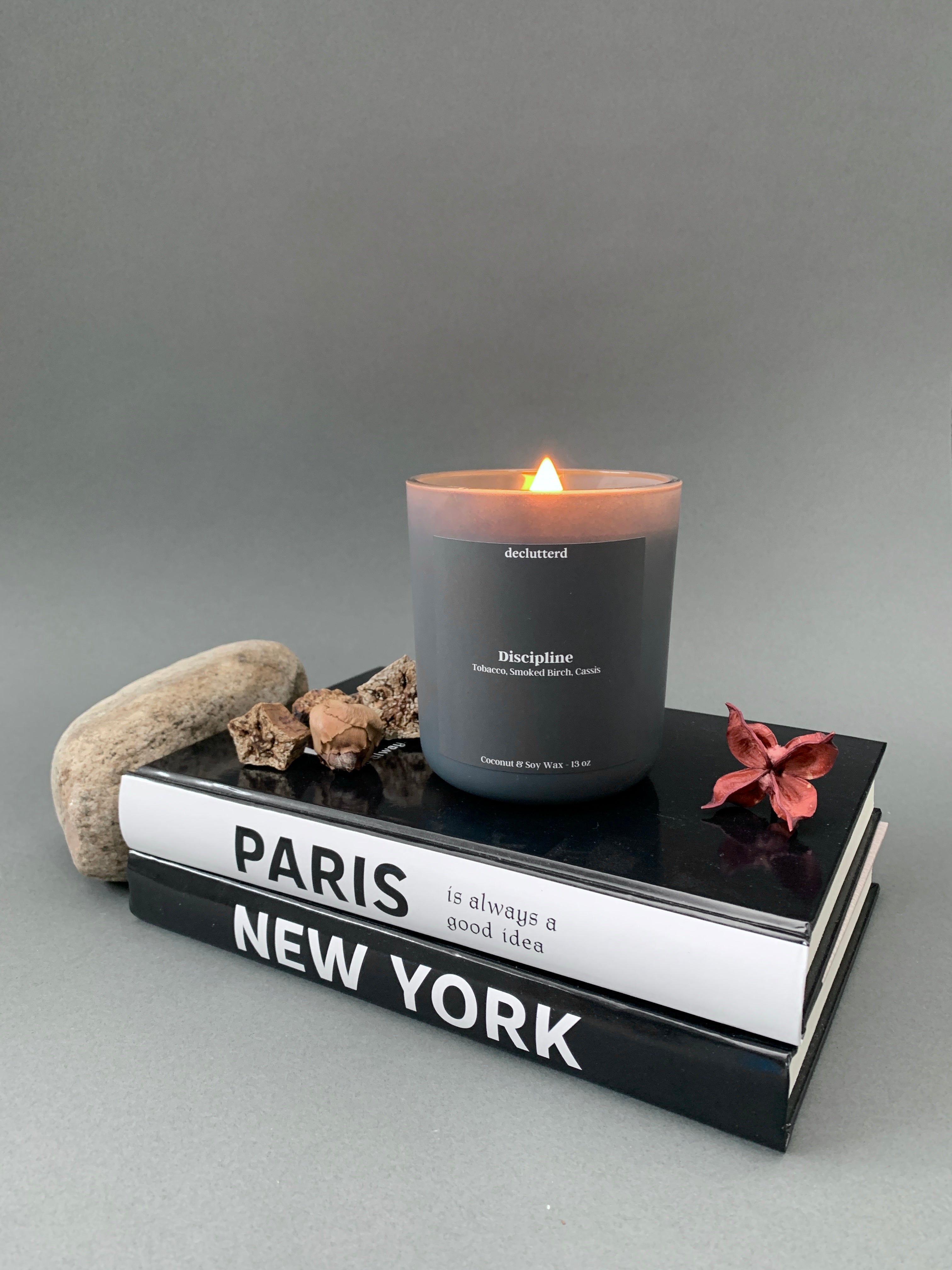 Discipline Wood Wick Candle, Lifestyle Shot 1