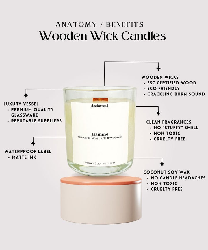 Jasmine Wood Wick Candle, Features and Benefits