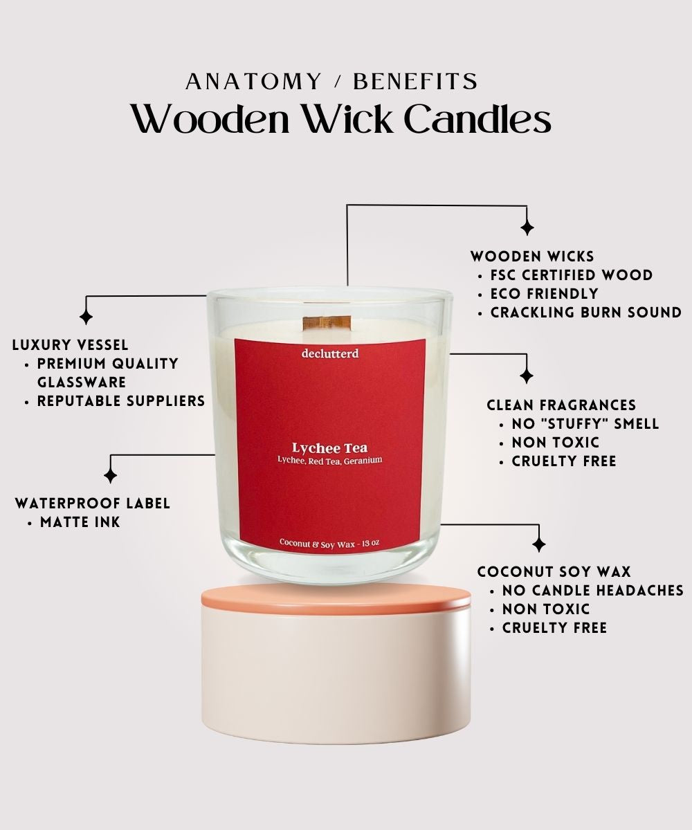 Lychee Tea Wood Wick Candle, Features and Benefits
