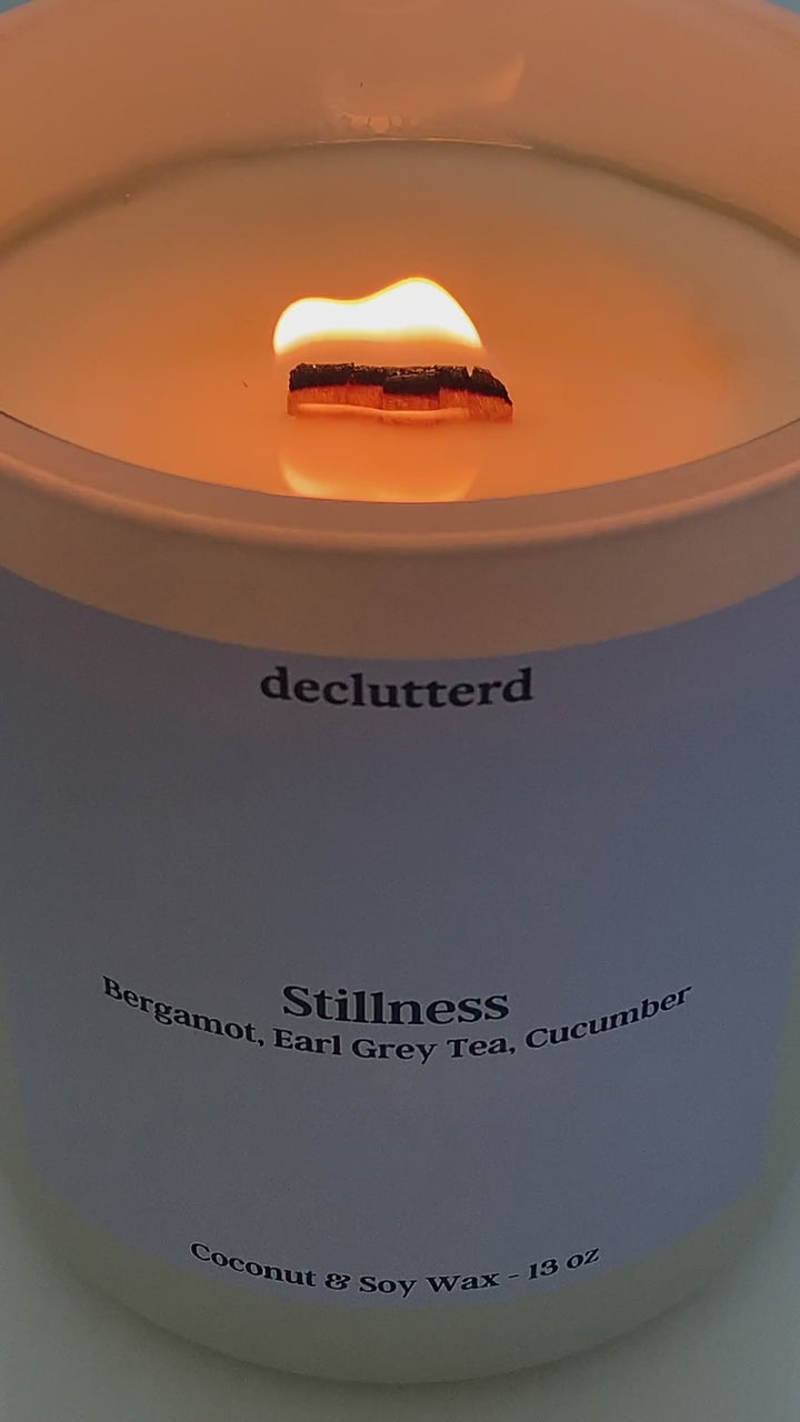 Stillness Wood Wick Candle, Video with the candle burning